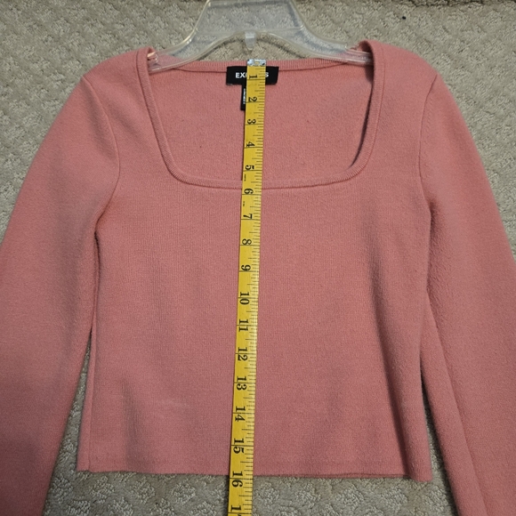 Express Pink Square Neck Long Sleeve Top - Picture 6 of 8